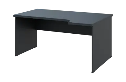 MHRL 38 - 164 stůl kancelářský, rohový, pravý, dřevěná podnož, deska 36 mm, široký 1600 mm, antracit